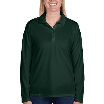 Blank forest green ladies' long-sleeve polo