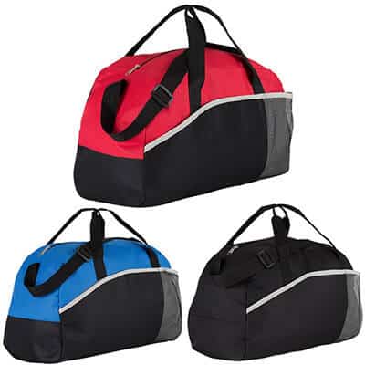 Polyester red professional duffel blank.
