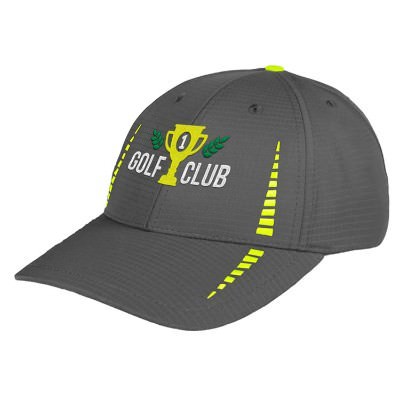 Custom gray and yellow embroidered performance hat.