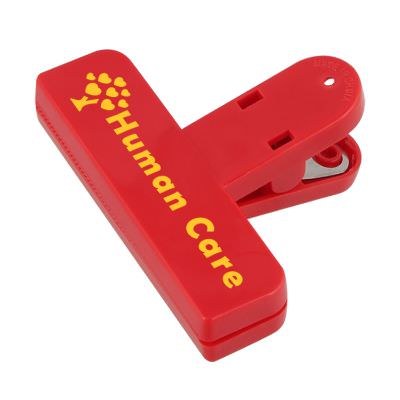 Plastic red chip clip with customized printing.