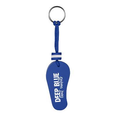 Floating flip flop keychain with custom imprint.