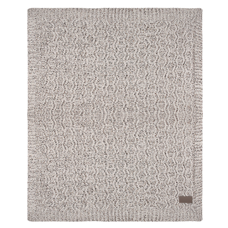 Excel Group: Vanilla Cookie Heather Cable Knit Chenille Blanket