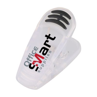 Plastic translucent frost chip clip with full color print.