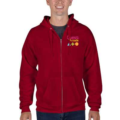 Custom dark red full zip hoodie with customized logo