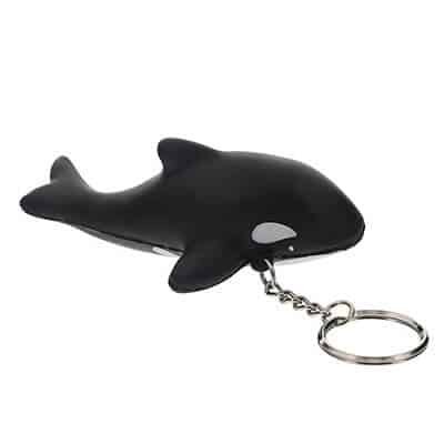 Foam killer whale stress reliever key ring blank.