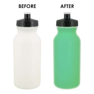 Plastic glow in the dark water bottle with push pull lid blank in 20 ounces.