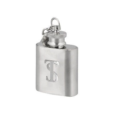 Stainless steel flask with custom engraved imprint in 1 ounce.