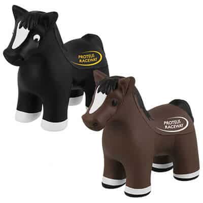 Foam brown horse stress ball with imprinting.