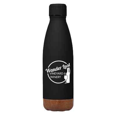 Custom black bottle with a cork bottom