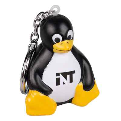 Personalized penguin stress ball key chain.