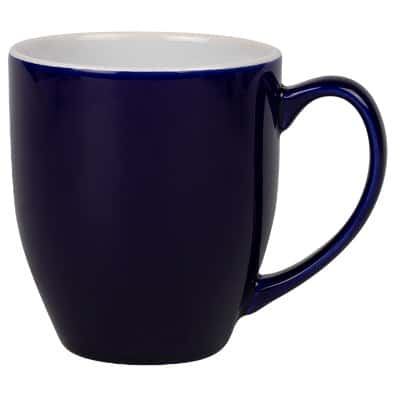Ceramic cobalt blue coffee mug with c-handle blank in 16 ounces.