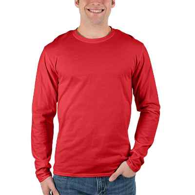 Blank bright red long sleeve t-shirt.