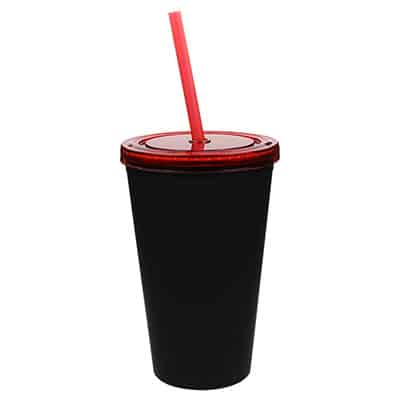 Plastic red tumbler blank in 16 ounces.