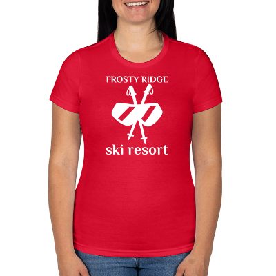 Personalized logoed red t-shirt.