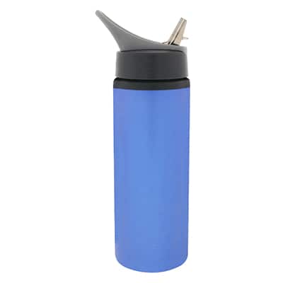Aluminum silver water bottle blank with flip straw lid in 25 ounces.