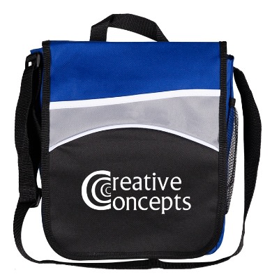 Polycanvas oasis messenger bag with promotional imprint.