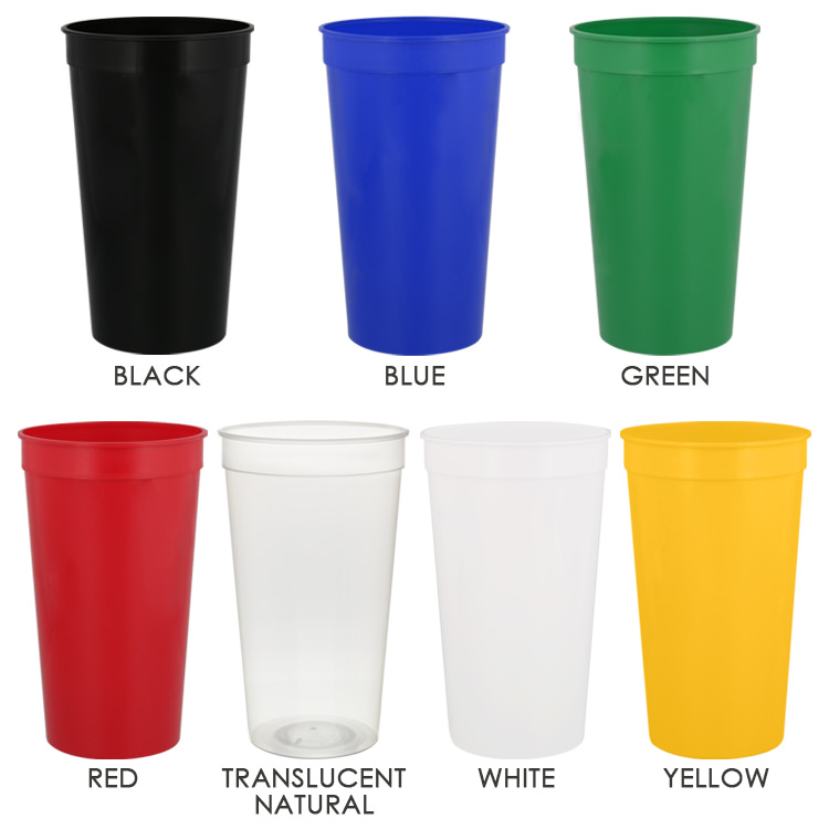 Plastic stadium cup blank in 32 ounces.