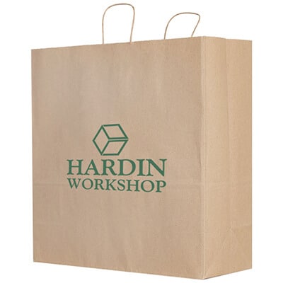 Paper kraft eco recyclable bag with imprinting.