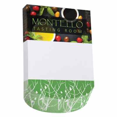 Souvenir sticky note 4x6 inch beveled pad with full color imprint. 