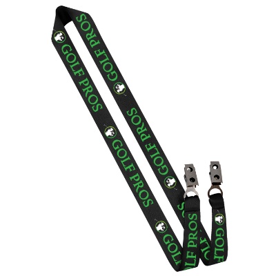 3/4 inch satin polyester custom full-color logo lanyard with double clip.