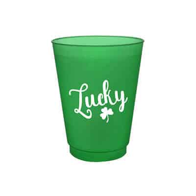 12 oz. customizable colored frosted plastic cup.