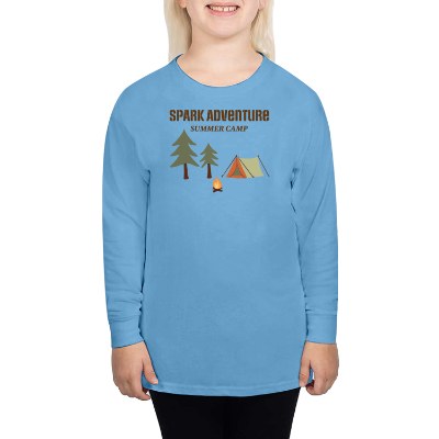 Personalized full color imprint on youth columbia blue long sleeve tee.