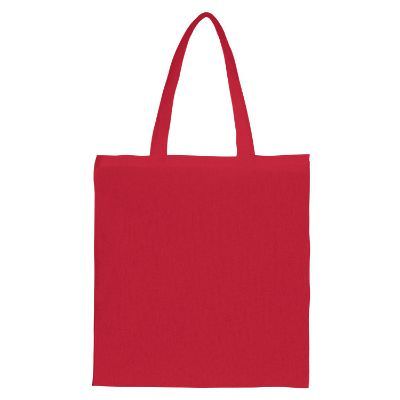 Blank red cotton tote bag with self-fabric handles.