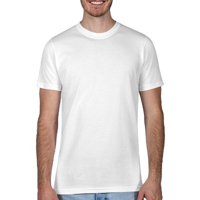 Plain white short-sleeve t-shirt.