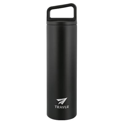 Black stainless bottle with engraved imprint.