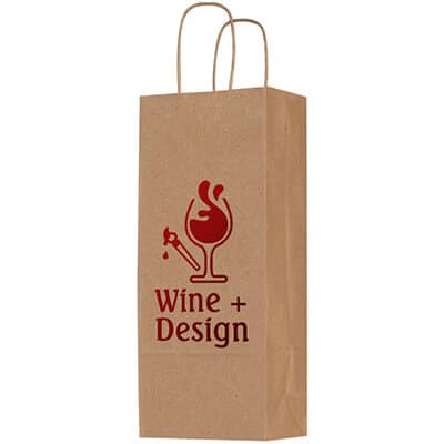 Kraft paper wine bag with personalized foil stamp.