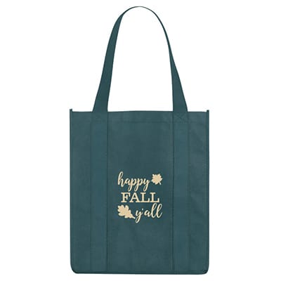 Polypropylene navy tote with customized logo and matching bottom insert.