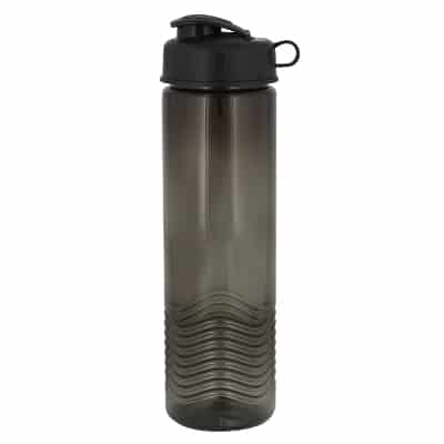 Plastic gray water bottle with flip top lid blank in 24 ounces.