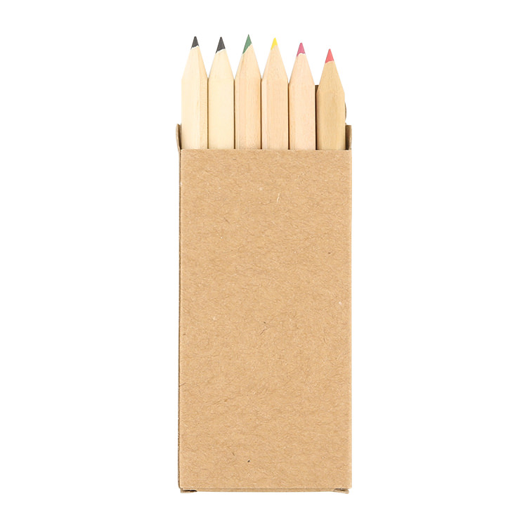 Mini recycled notebook with colored pencils.