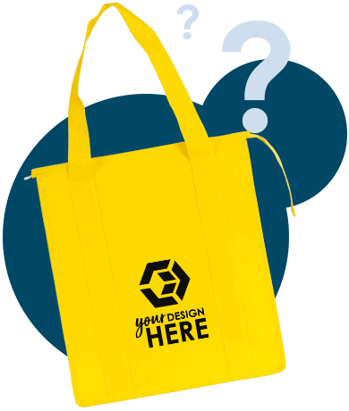Yellow lunch bag tote with black imprint