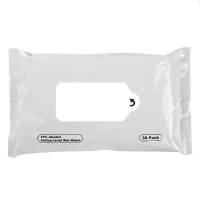 Blank plastic antibacterial wet wipe packet available with low prices.