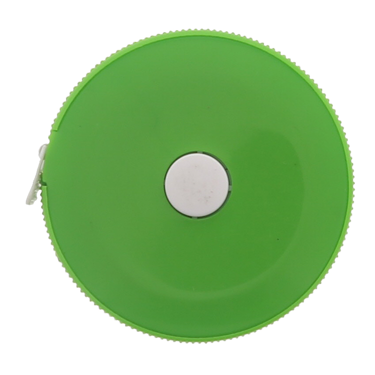 Plastic button retractable tape measure blank.
