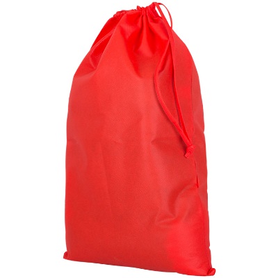 Polypropylene red budget laundry bag blank.