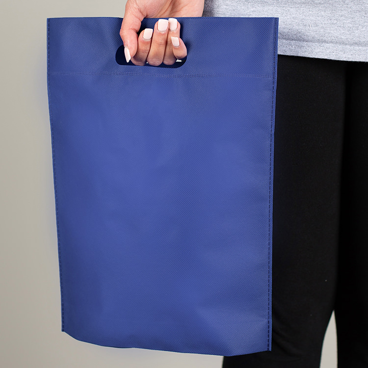 Blank polypropylene tote bag with die-cut handles.
