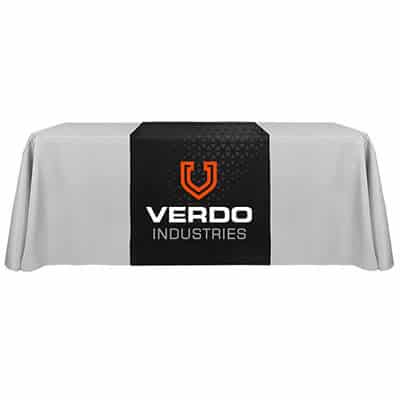 30 inches x 72 inches polyester table runner with full-color custom imprint.