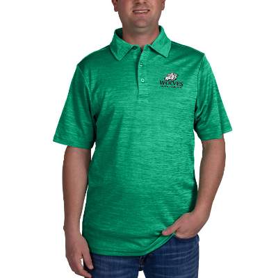 Customized embroidered green men's melange polo