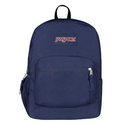 Recycled polyester blue backpack.