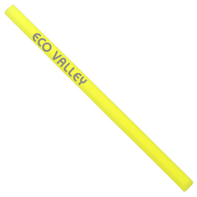 Yellow straw with custom engraved logo.