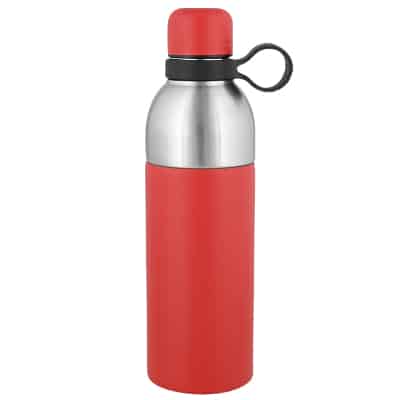 Stainless steel red water bottle blank in 18 ounces.