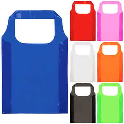 Plastic royal blue translucent grocery tote blank.
