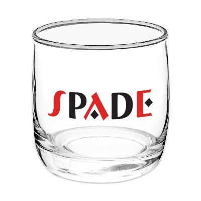 Clear whiskey glass with full color logo.
