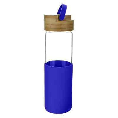Blank glass bottle with blue silicone