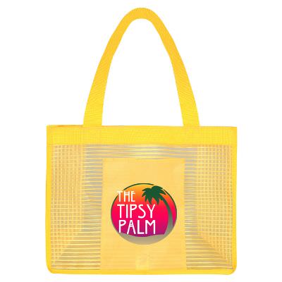 Nylon and polyester blue ocean fun tote with custom full color imprint.
