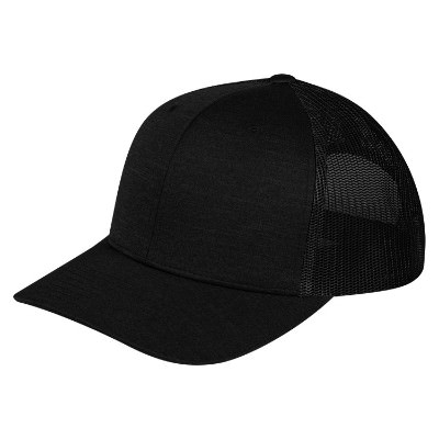 Blank black heather and black trucker hat.