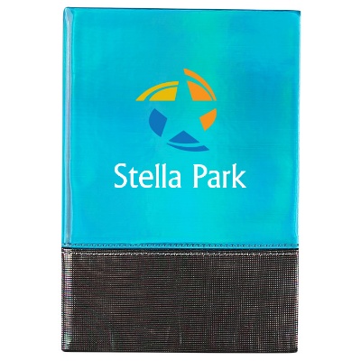 Blue gemstone journal with full colored custom design.