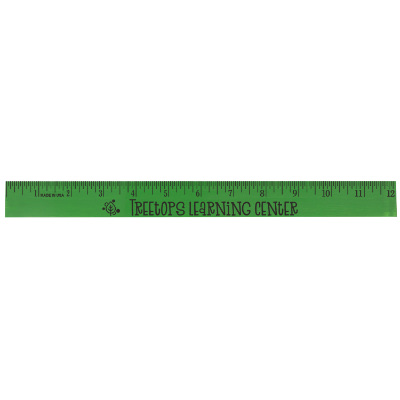 Wood green 12 inch colorful rulers with promotional logo.